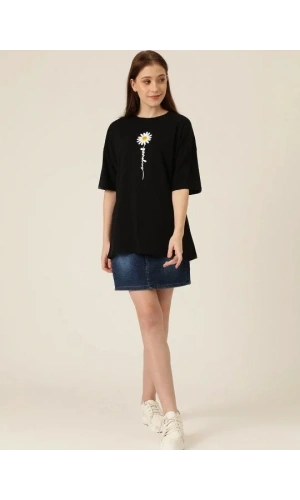 Baskılı T-shirt - Siyah