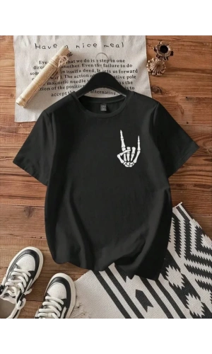 Baskılı T-shirt - Siyah