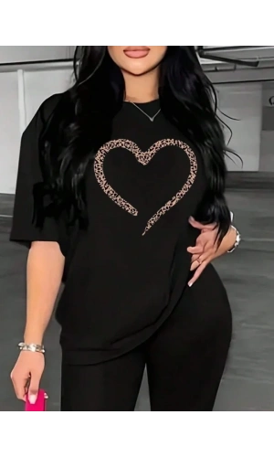 Baskılı T-shirt - Siyah