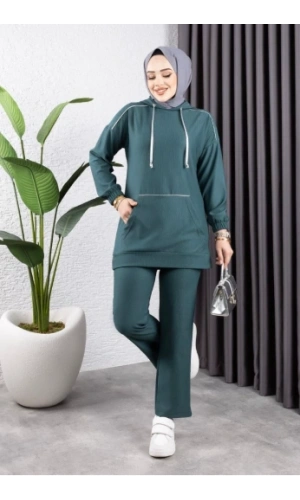 Biyeli Kapşonlu Spor Takım ZÜMRÜT YEŞİLİ