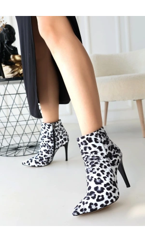 Blan Zebra Saten Topuklu Bot