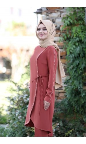 Boncuk İşlemeli Takım mdc 5434 Mercan