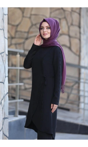 Boncuk İşlemeli Takım mdc 5434 Siyah