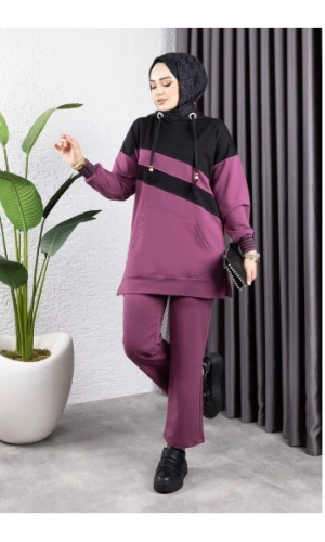 Çapraz Garnili Ribanalı Spor Takım KOYU LİLA SİYAH