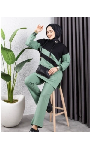 Çapraz Garnili Ribanalı Spor Takım MİNT SİYAH