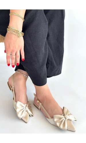 Cenya Bej Saten Babet Ayakkabı