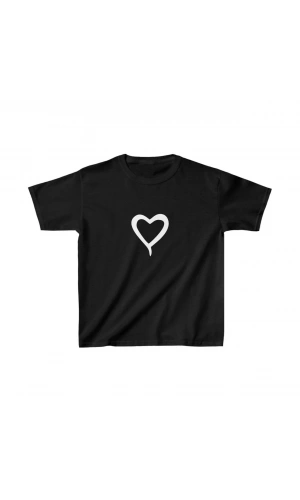 Çocuk Kız Baskılı T-Shirt - Siyah