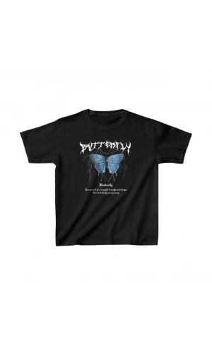 Çocuk Kız Baskılı T-Shirt - Siyah