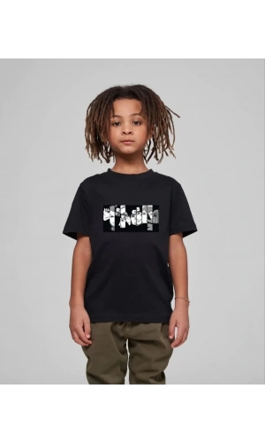 Çocuk Unisex Baskılı T-Shirt - Siyah