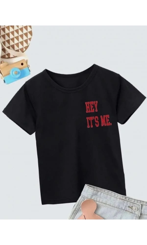 Çocuk Unisex Baskılı T-Shirt - Siyah