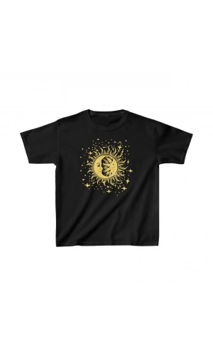 Çocuk Unisex Baskılı T-Shirt - Siyah