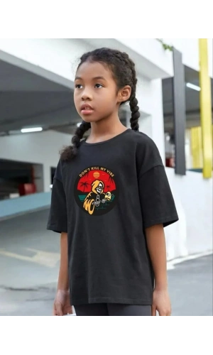 Çocuk Unisex Baskılı T-Shirt - Siyah
