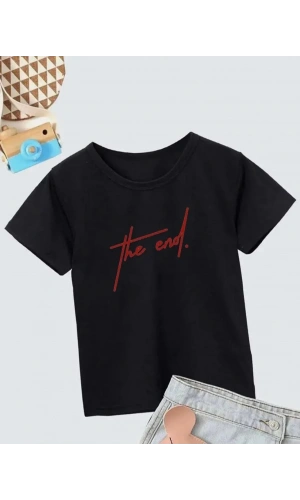 Çocuk Unisex Baskılı T-Shirt - Siyah