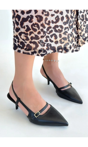 Darina Siyah Cilt Topuklu Ayakkabı
