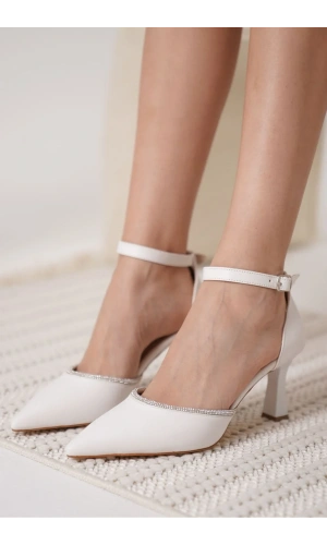 Darla Taşlı Kadın Beyaz Topuklu Ayakkabı