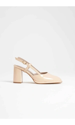 Denma Açık Sarı Rugan Kadın Topuklu Ayakkabı