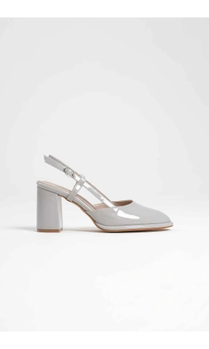 Denma Gri Rugan Kadın Topuklu Ayakkabı