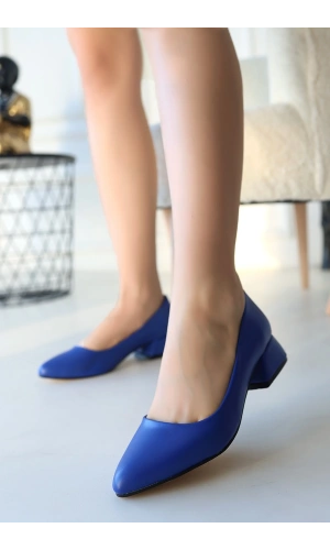 Desniy Mavi Cilt Topuklu Ayakkabı