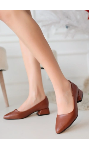 Desniy Taba Cilt Topuklu Ayakkabı