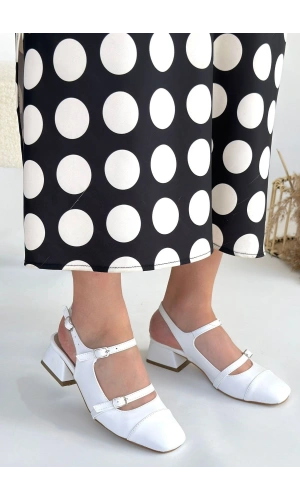 Doran Beyaz Cilt Topuklu Ayakkabı