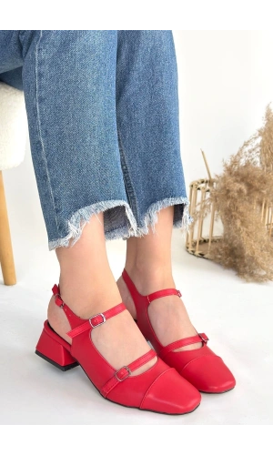 Doran Kırmızı Cilt Topuklu Ayakkabı
