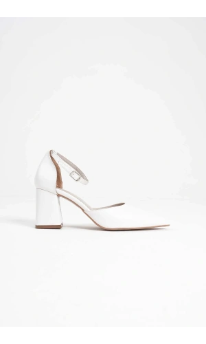 Doren Beyaz Cilt Kadın Topuklu Ayakkabı