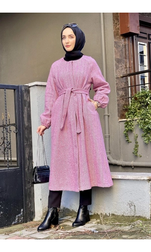 Düğmeli Kaşe Kap Pudra