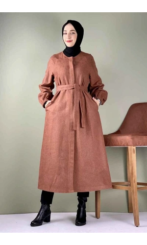 Düğmeli Kaşe Kap Taba