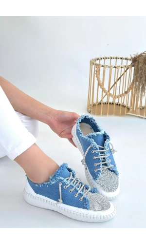 Enber Mavi Kot Bağcıklı Spor Ayakkabı