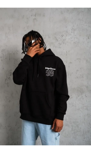 Erkek 98 Baskılı Kapşonlu Sweat - Siyah