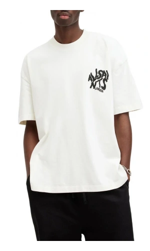 Erkek Baskılı Oversize T-shirt - Beyaz