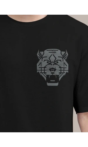 Erkek Baskılı Oversize T-shirt - Siyah