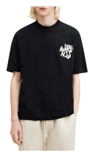 Erkek Baskılı Oversize T-shirt - Siyah