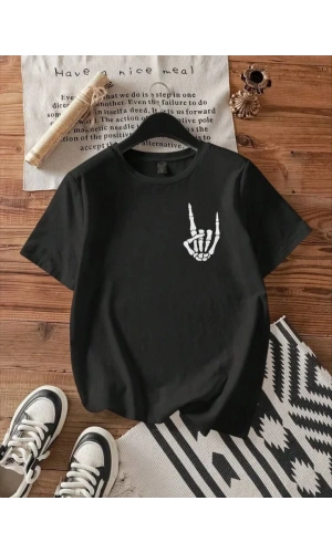 Erkek Baskılı Oversize T-shirt - Siyah