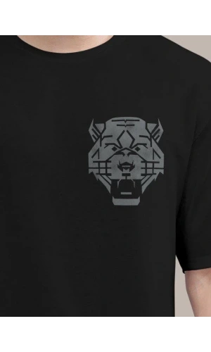 Erkek Baskılı Oversize T-shirt - Siyah