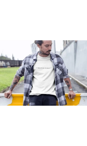 Erkek Bisiklet Yaka Baskılı Oversize T-Shirt - Beyaz