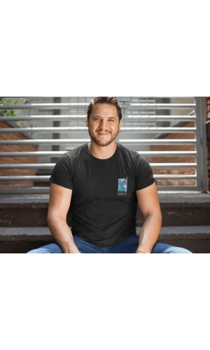 Erkek Bisiklet Yaka Baskılı Oversize T-Shirt - Siyah