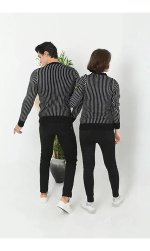 Erkek Bisiklet Yaka Yün Örmeli Triko Kazak - Siyah