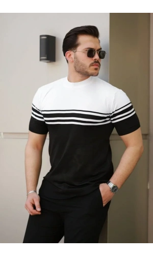Erkek çizgili Kısa Kollu T-shirt
