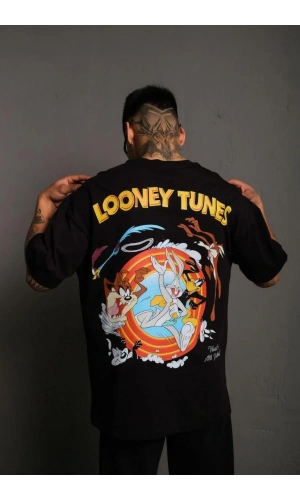 Erkek Dijital Baskılı T-Shirt - Siyah