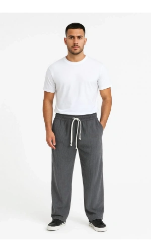 Erkek Fitilli Kadife Cepli Buggy Pantolon Oversize Rahat Kalıp - Füme