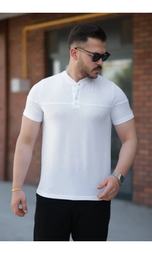 Erkek Hakim Yakalı Kısa Kollu Pamuklu T-shirt