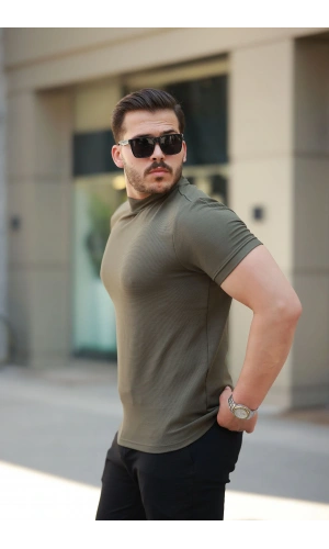 Erkek Ince çizgi Dokulu Kısa Kollu Tişört