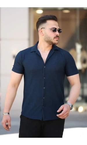 Erkek Kısa Kollu örme Kumaş Pamuklu Gömlek