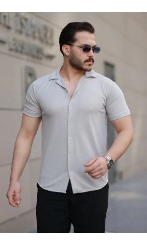 Erkek Kısa Kollu örme Kumaş Pamuklu Gömlek