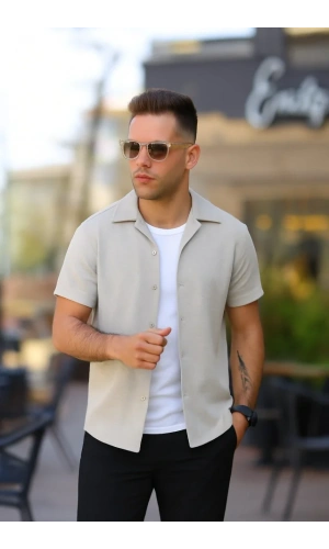 Erkek Kısa Kollu örme Kumaş Pamuklu Gömlek