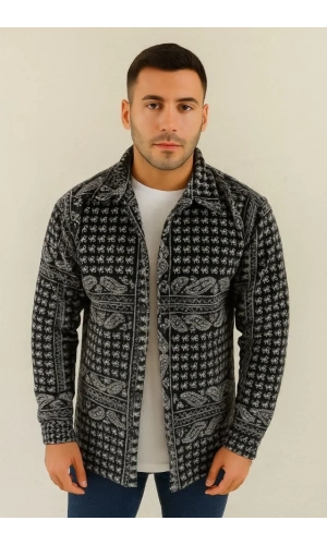 Erkek Polar Fermuarlı Sweatshirt – Kapüşonsuz, Cepli, Yumuşak Dokulu, Oversize Rahat Kalıp, Kışlık Sıcak Tutan Fermuarlı Üst - Siyah