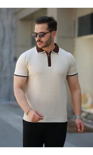 Erkek Renkli Yaka Kısa Kollu Tişört