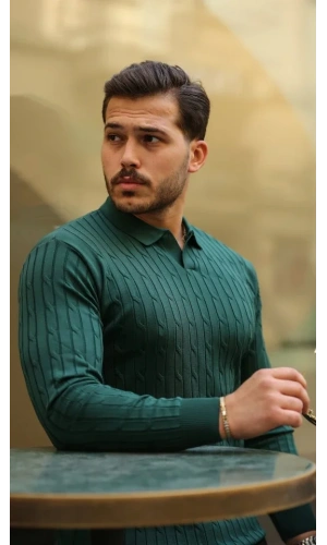 Erkek Saç örgü Desen Uzun Kollu Triko