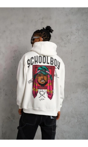 Erkek SCHOOL BOY Baskılı Kapüşonlu Sweat - Beyaz